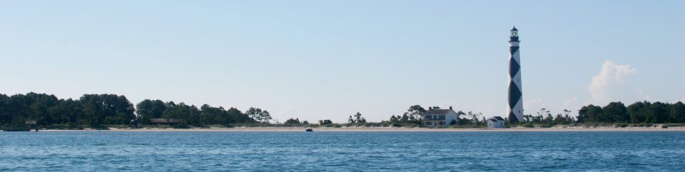 The Cape Lookout lighthouse from the sound