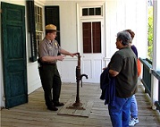 Ranger with visitors. Ranger with visitors.