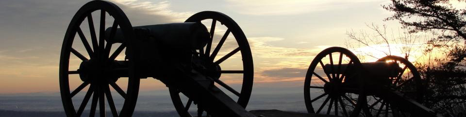 Cannons overlook the City of Chattanooga from atop Lookout Mountain