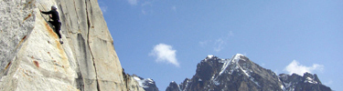 Rock climbing in the Ruth Gorge