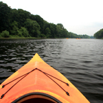 View downstream from a kayak
