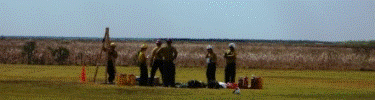 Firefighters attend helicopter training.