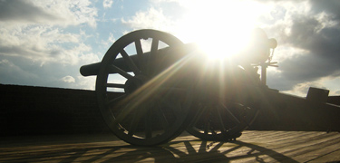 Historic 30-Pounder Parrott rifled cannon atop Fort Pulaski