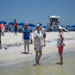 Visitors enjoying the beach