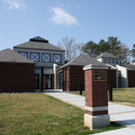 Front view of the prison-like features of the National Prisoner of War Museum