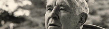 sepia colored photograph of Carl Sandburg taken from Front Porch of North Carolina home; photographer unknown; circa 1960's