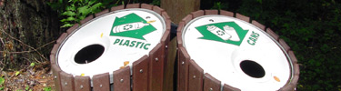 deposit cans and bottles in these recycling bins