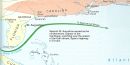 Map showing the Gulf Stream flowing around the Florida Peninsula Map showing the Gulf Stream flowing around the Florida Peninsula