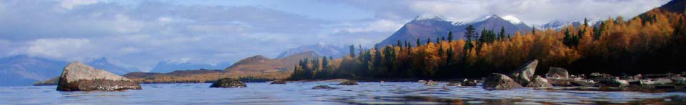 Autumn photo of Lake Clark and the Aleutian Range in Lake Clark National Park & Preserve