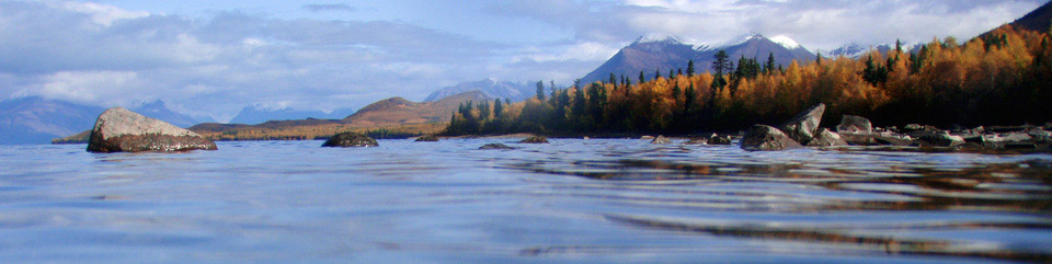 Autumn photo of Lake Clark and the Aleutian Range in Lake Clark National Park & Preserve