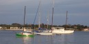 Sailboats rest in calm waters of the Matanzas River the shelter of Anastasia Island. Sailboats rest in calm waters of the Matanzas River the shelter of Anastasia Island.