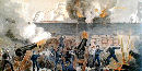 Artist's rendition of the opening shot of the American Civil War with Fort Sumter in the distance. Artist's rendition of the opening shot of the American Civil War with Fort Sumter in the distance.