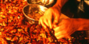 A hungry Louisianan peels crawfish. A hungry Louisianan peels crawfish.