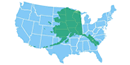 State of Alaska superimposed on the contiguous 48 states State of Alaska superimposed on the contiguous 48 states