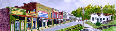 Watercolor of Plains, Georgia by Kenneth Craig.