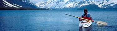 Kayaker in Kenai Fjords.