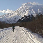 Skier on Exit Glacier Road