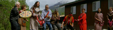 Dena'ina singers at the opening of the Lake Clark National Park and Preserve Visitor's Center in Port Alsworth.