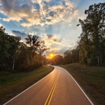 the natchez trace parkway with the morning light