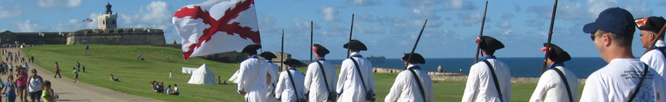 Soldiers marching to the entrance of Castillo San Felipe del Morro