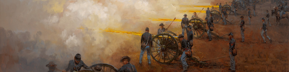 Painting of Union cannons firing