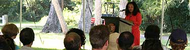 Kingsley descendant Peri Betsch speaks at the 2005 Heritage Celebration.