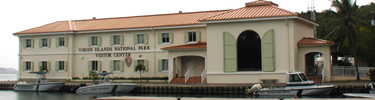 Scene of the Visitor Center and Administration Building in Cruz Bay, St. John.