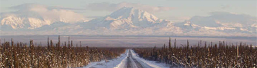 View of the Wrangell Mountains from along the Glenn Highway