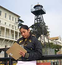 A student on Alcatraz Island.