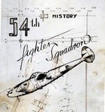 hand-drawn cover of 54th fighter squadron history with aircraft