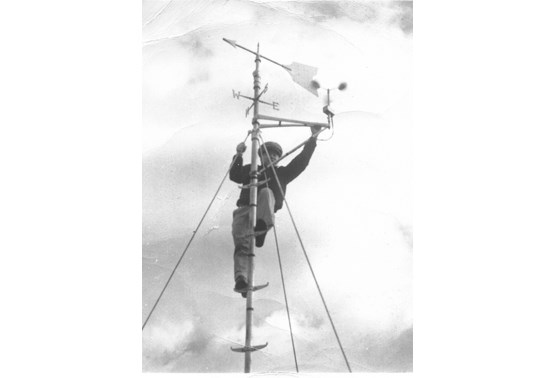 A weatherman on an antenna