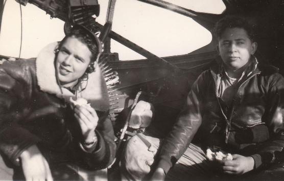 Kenneth Claypool and crewmember Shaffer eat lunch while on patrol at Dutch Harbor. 