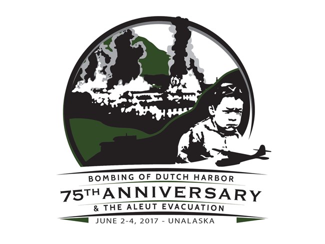 Logo with buildings on fire and unhappy child and text "75th Anniversary" and "June 2-4, 2017"