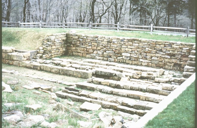 The uncovered Engine House 6 foundations before shelter was built