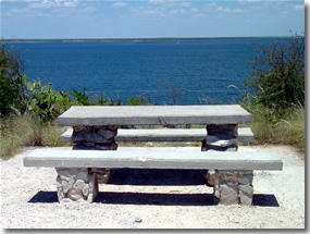 Picnic table at Diablo East Scenic Drive, Amistad NRA.