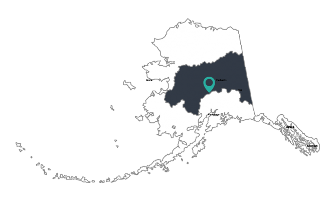 Map of Alaska with inner most section highlighted.