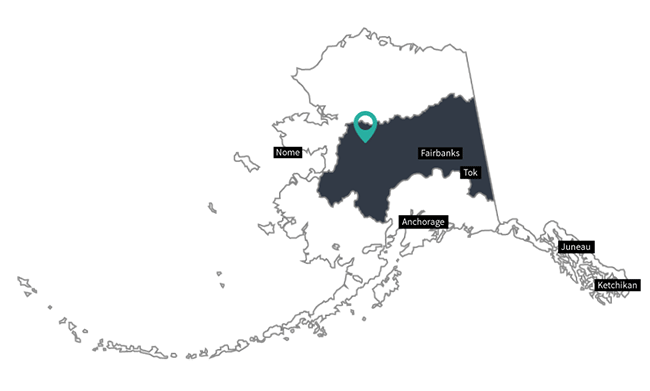 Map of Alaska with inner most section highlighted.
