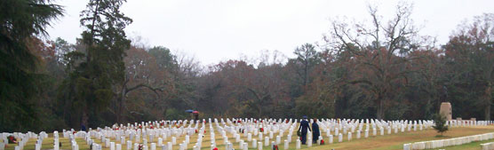Holiday wreaths among the graves of Section Q