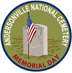 Patch design showing a Civil War headstone with a flag placed in front of it