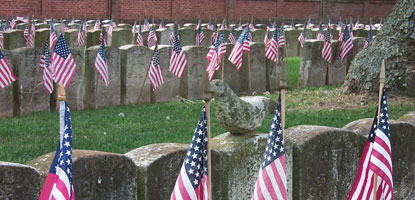 Civil War gravestones and American Flags