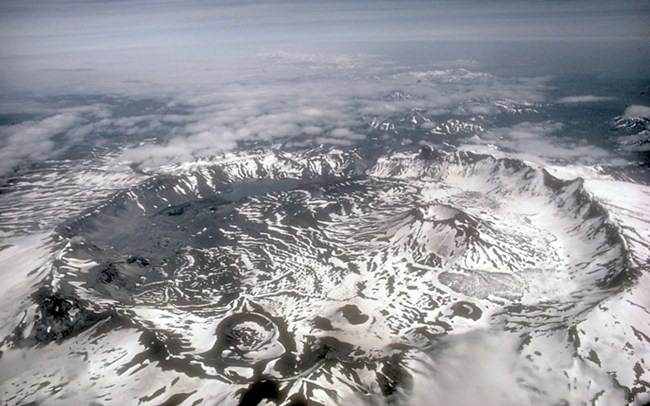 high altitude view of Aniakchak caldera