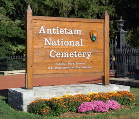 Entrance sign at the National Cemetery