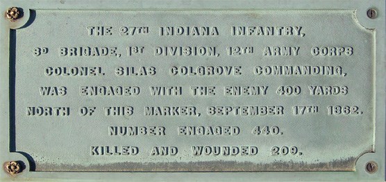 27th Indiana Volunteer Infantry Monument Plaque