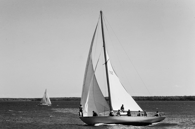 Visitors on sailboats in Apostle Islands National Lakeshore