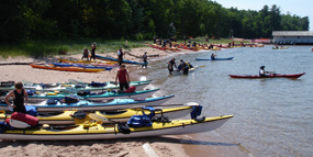 kayaks at Little Sand Bay