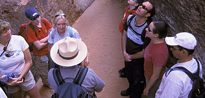 photo: A ranger leads a tour through the fiery furnance
