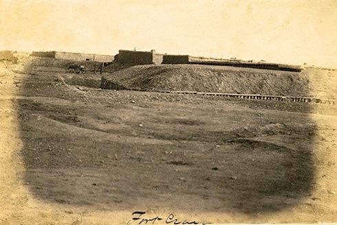 Earthworks at Fort Craig, New Mexico, c. 1866. Photo Credit: Photographer unknown. Courtesy Palace of the Governors Photo Archives (NMHM/DCA. Neg. # 014510)
