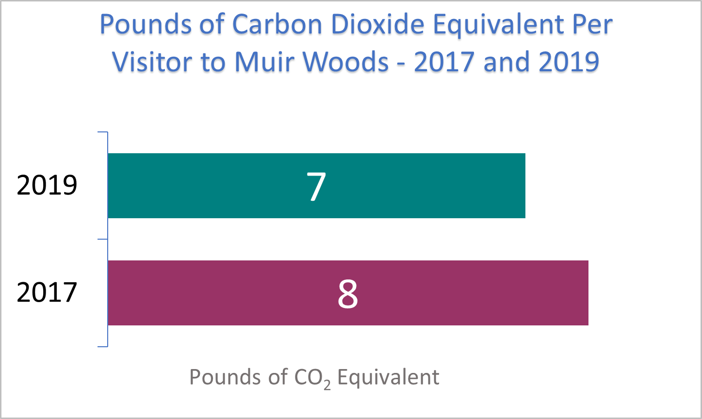 A graph showing the carbon footprint in 2017 and 2019