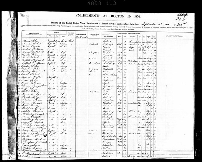 Handwritten enlistment records