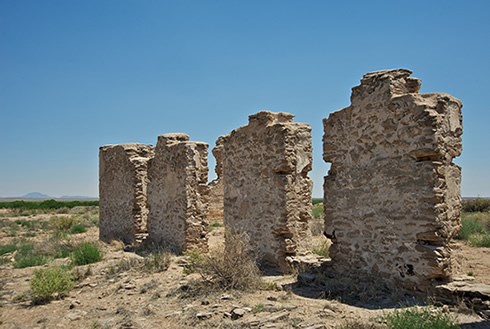 The stone ruins of Fort Craig stand like sentinals guarding the memory of the fort's 30 years defending travelers on El Camino Real. Photo © Jack Parsons